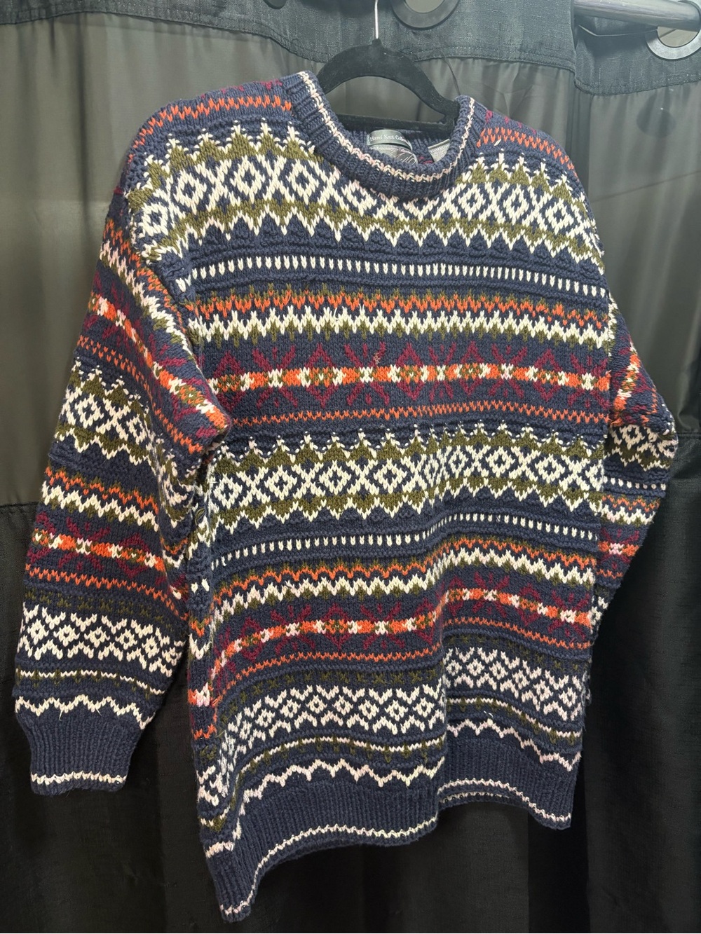 Hand Knit 100% cotton heavy grandpa sweater